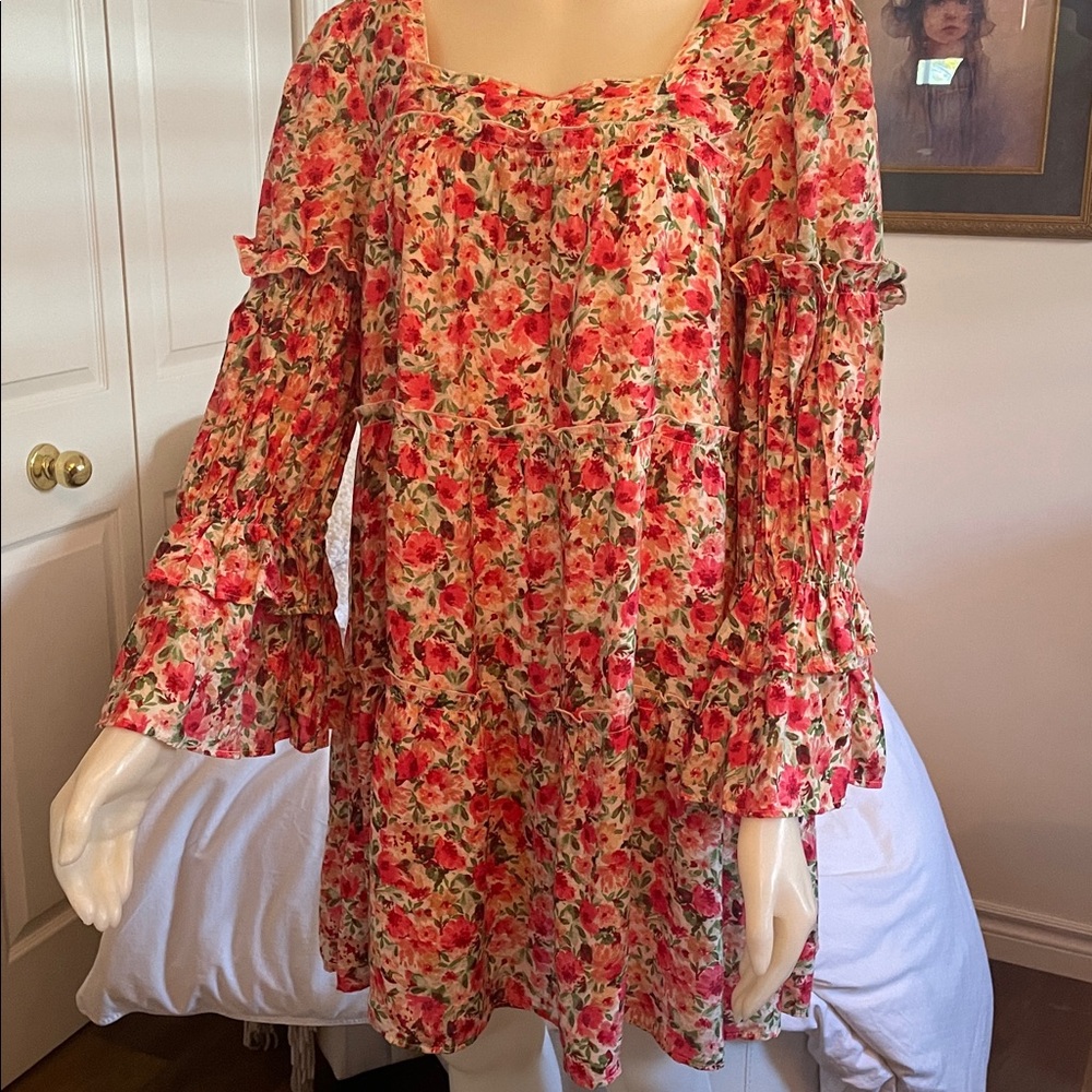 Moon River Baby Doll tiered mini dress - Picture 3 of 7
